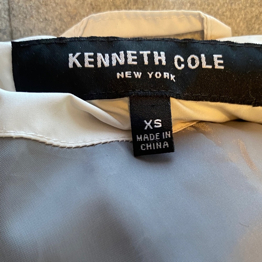 Kenneth Cole Cream and Gray Puffer Jacket with Faux Fur Hood - Picture 6 of 9